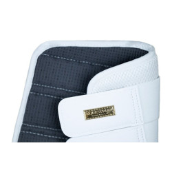 Guarnições de dressage Equestrian Stockholm em malha Branco dourado Azul-marinho