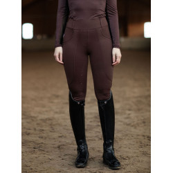 Legging de equitação Equestrian Stockholm Supreme feminino Brilho infinito Castanho