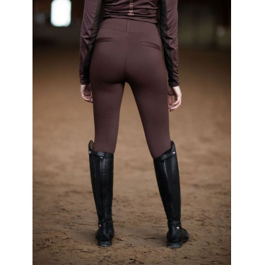 Legging de equitação Equestrian Stockholm Supreme feminino Brilho infinito Castanho