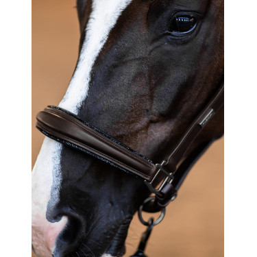 Cabolça de couro Equestrian Stockholm anatómica brilhante Castanho integral Cabolça de couro Equestrian Stockholm anatómica brilhante Castanho integral