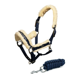 Cabeção e guia Equestrian Stockholm com pelo Marinho Azul-marinho