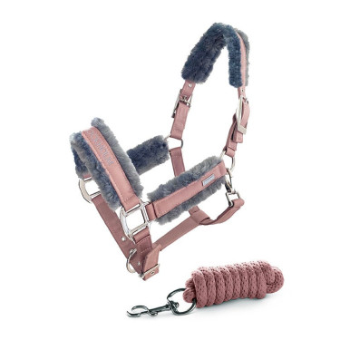 Cabeção e guia Equestrian Stockholm com pelo Rosa