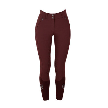 Calças de equitação Equestrian Stockholm Elite feminina Merlot Vermelho