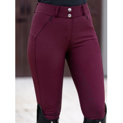 Calças de equitação Equestrian Stockholm Elite feminina Merlot Vermelho