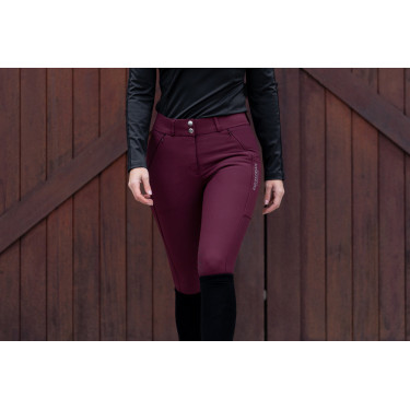 Calças de equitação Equestrian Stockholm Elite feminina Merlot Vermelho