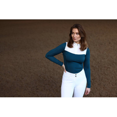 Calças de equitação Equestrian Stockholm Elite feminina Branco perfeição