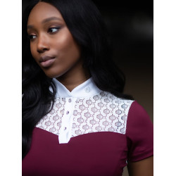 Pólo de concurso Equestrian Stockholm Champion feminino Bordéus Bordô Pólo de concurso Equestrian Stockholm Champion feminino Bordéus Bordô