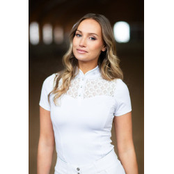 Pólo de competição Equestrian Stockholm Crystal Champion mulher Branco perfeição