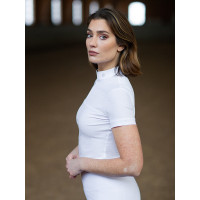 Pólo de concurso Equestrian Stockholm Divine Motion mulher mangas curtas Sweden Branco