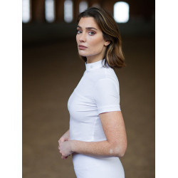 Pólo de concurso Equestrian Stockholm Divine Motion mulher mangas curtas Sweden Branco