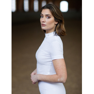 Pólo de concurso Equestrian Stockholm Divine Motion mulher mangas curtas Sweden Branco