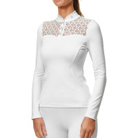 Pólo de concurso Equestrian Stockholm Crystal Champion feminino de mangas compridas Branco perfeição