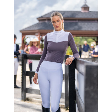 Polo de concurso Equestrian Stockholm Fine Line feminino Violeta escura