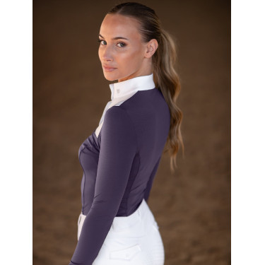 Polo de concurso Equestrian Stockholm Fine Line feminino Violeta escura