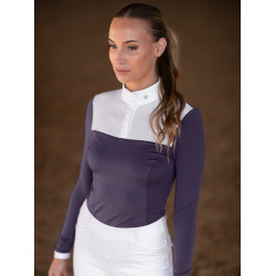 Polo de concurso Equestrian Stockholm Fine Line feminino Violeta escura