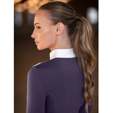 Polo de concurso Equestrian Stockholm Fine Line feminino Violeta escura