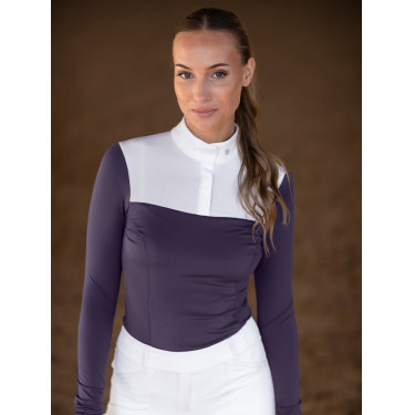 Polo de concurso Equestrian Stockholm Fine Line feminino Violeta escura