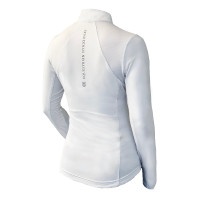 Polo de competição Equestrian Stockholm Light Breeze feminino de mangas compridas com proteção UV Branco perfeição