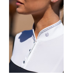 Polo de competição Equestrian Stockholm Revenew de manga curta para mulher Edição preta Preto Polo de competição Equestrian Stockholm Revenew de manga curta para mulher Edição preta Preto