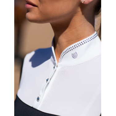 Polo de competição Equestrian Stockholm Revenew de manga curta para mulher Edição preta Preto Polo de competição Equestrian Stockholm Revenew de manga curta para mulher Edição preta Preto