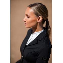 Polo de concurso Equestrian Stockholm Revenew de manga comprida para mulher Edição preta Preto