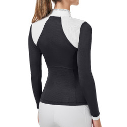 Polo de concurso Equestrian Stockholm Revenew de manga comprida para mulher Oceano escuro