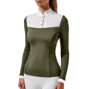 Polo de concurso Equestrian Stockholm Revenew de manga comprida para mulher Vale dos Chocantes Verde Polo de concurso Equestrian Stockholm Revenew de manga comprida para mulher Vale dos Chocantes Verde