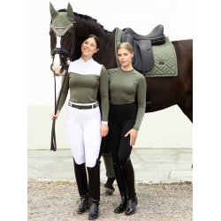 Polo de concurso Equestrian Stockholm Revenew de manga comprida para mulher Vale dos Chocantes Verde Polo de concurso Equestrian Stockholm Revenew de manga comprida para mulher Vale dos Chocantes Verde
