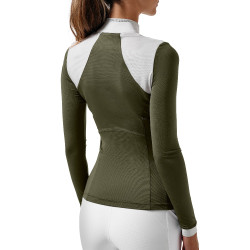 Polo de concurso Equestrian Stockholm Revenew de manga comprida para mulher Vale dos Chocantes Verde Polo de concurso Equestrian Stockholm Revenew de manga comprida para mulher Vale dos Chocantes Verde