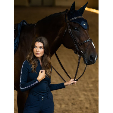 Polo de manga comprida Equestrian Stockholm Power mulher Tecnologia moderna marinha