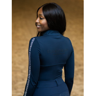 Polo de manga comprida Equestrian Stockholm Power mulher Tecnologia moderna marinha