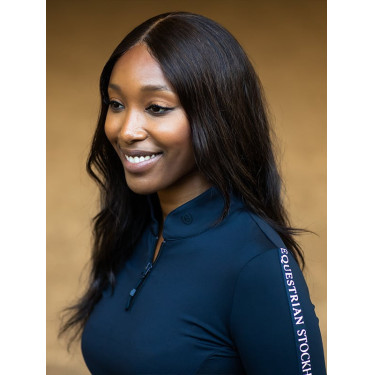 Polo de manga comprida Equestrian Stockholm Power mulher Tecnologia moderna marinha