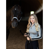 Polo de mangas compridas Equestrian Stockholm Reflective Power feminino Preto brilhante