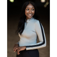 Polo de mangas compridas Equestrian Stockholm Reflective Power feminino Preto brilhante