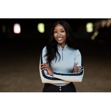 Polo de mangas compridas Equestrian Stockholm Reflective Power feminino Preto brilhante Polo de mangas compridas Equestrian Stockholm Reflective Power feminino Preto brilhante