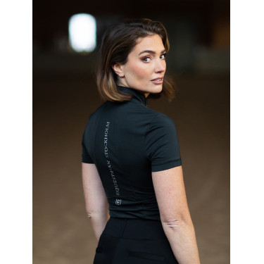Polo de proteção UV Equestrian Stockholm de manga curta para mulher Edição preta Preto