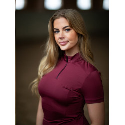Polo de proteção UV Equestrian Stockholm de manga curta para mulher Bordéus Bord&amp;amp;amp;amp;amp;ocirc;