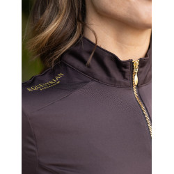 Polo de proteção UV Equestrian Stockholm de manga curta para mulher Marrom dourado Castanho Polo de proteção UV Equestrian Stockholm de manga curta para mulher Marrom dourado Castanho