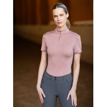 Polo de proteção UV Equestrian Stockholm de manga curta para mulher Rosa