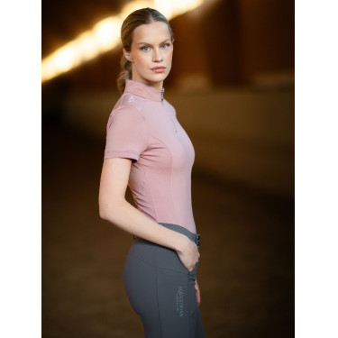 Polo de proteção UV Equestrian Stockholm de manga curta para mulher Rosa