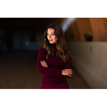 Camisola de gola alta tricotada Equestrian Stockholm mulher Bordéus Bordô Camisola de gola alta tricotada Equestrian Stockholm mulher Bordéus Bordô