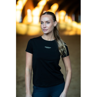 T-shirt Equestrian Stockholm feminino de mangas curtas Preto