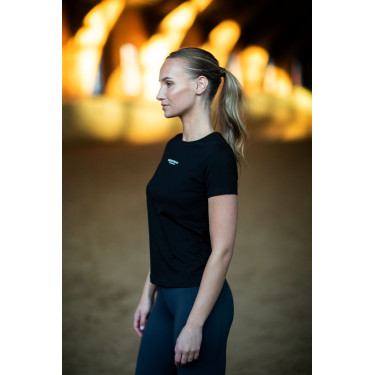 T-shirt Equestrian Stockholm feminino de mangas curtas Preto