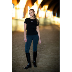 T-shirt Equestrian Stockholm feminino de mangas curtas Preto
