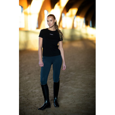 T-shirt Equestrian Stockholm feminino de mangas curtas Preto