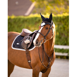 Manta de sela Equestrian Stockholm jumping Borda branca de meia-noite Azul-marinho