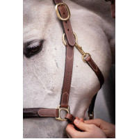 Caveção de couro com 3 mosquetões Paddock Sports Havana Castanho Caveção de couro com 3 mosquetões Paddock Sports Havana Castanho