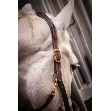 Caveção de couro com 3 mosquetões Paddock Sports Havana Castanho