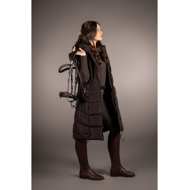 Casaco acolchoado comprido Arezzo Lauria Garrelli Castanho escuro