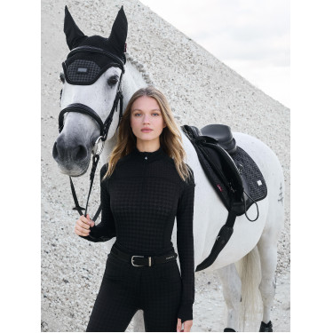 Camisola com gola de fecho LeMieux Aspen Padrão pied-de-poule Camisola com gola de fecho LeMieux Aspen Padrão pied-de-poule